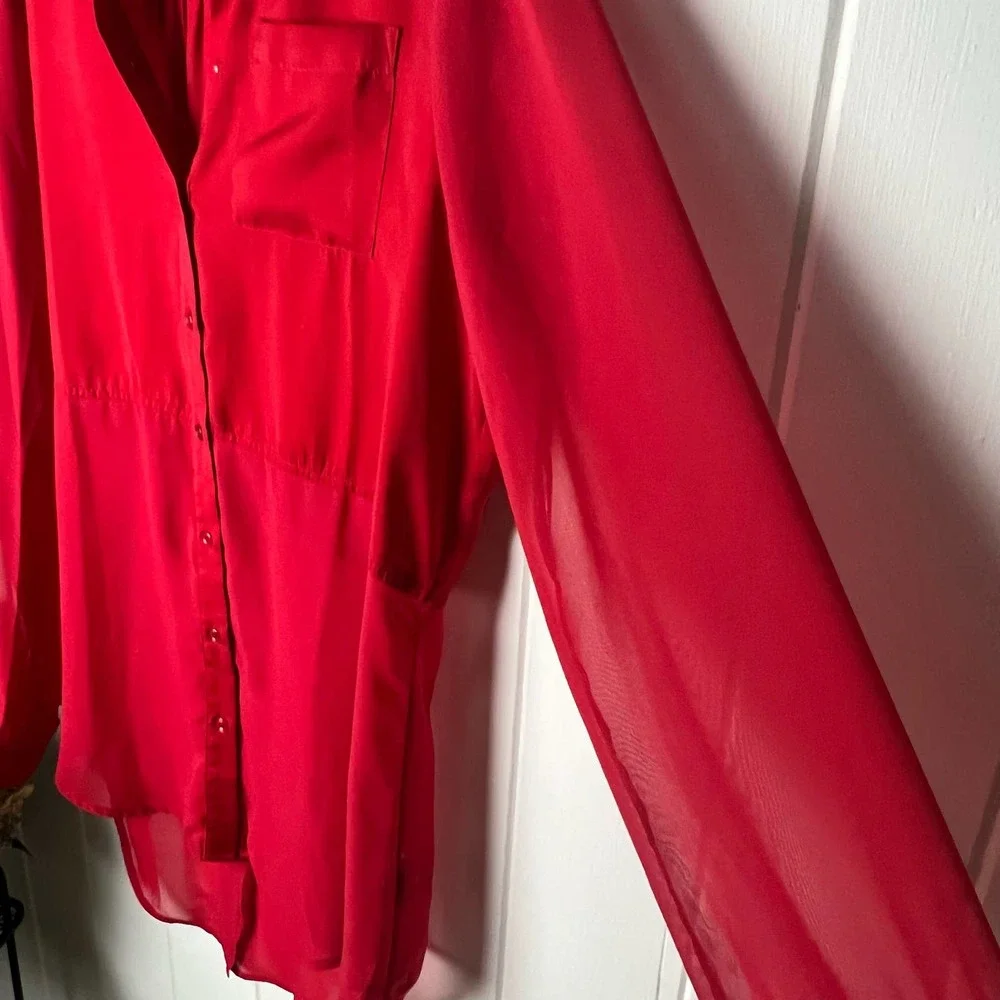 Free People The Best of Both Worlds Women's Red Blouse - size L - Picture 5 of 12